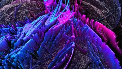 Bright topographic modern 3d surface, 3d rendering, computer generating backdrop Illustrazione stock
