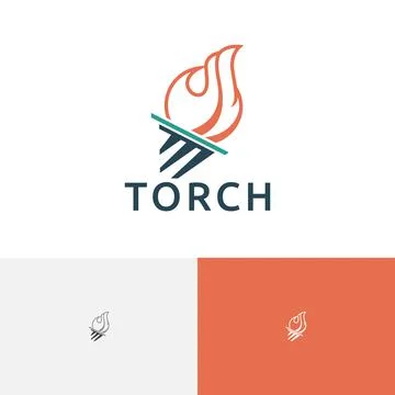 Bright Torch Fire Flame Flare Unique Logo Stock Illustration