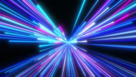 Bright Trails Flying from the Distant Point Blue, Pink, Violet Colors Backdrop Stock Footage 306162506