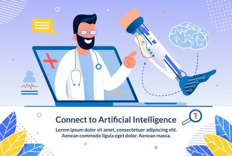 Bright Training Connect to Artificial Intelligence. Opportunity to Conduct Tr Illustrazione stock