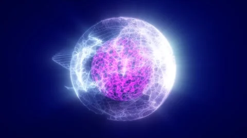 Bright translucent energy sphere with vivid pink core and glowing electric .. Stock Footage 334668100