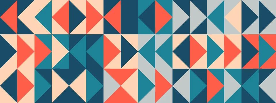 Bright triangle seamless pattern. Abstract geometric mid century background 스톡 일러스트