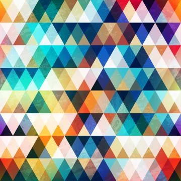 Bright triangle seamless pattern with grunge effect Stock Illustration