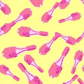 Bright trick equipment seamless pattern with pink random juggler mace element Stock Illustration