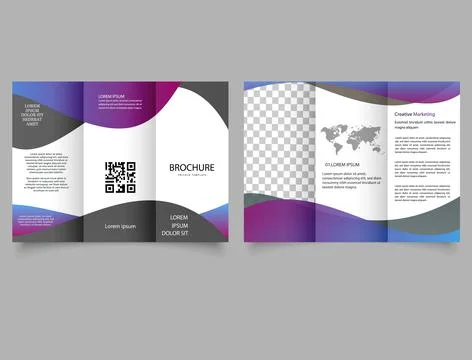 Bright trifold brochure with liquid forms . Catalog Vector Template. Vector. Stock Illustration
