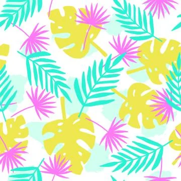 Bright tropical leafs background. Stock Illustration