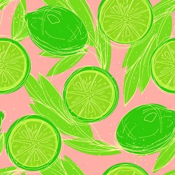 Bright tropical pattern with limes. Stock Illustration