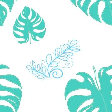 Bright tropical seamless pattern with jungle plants. Stock Illustration
