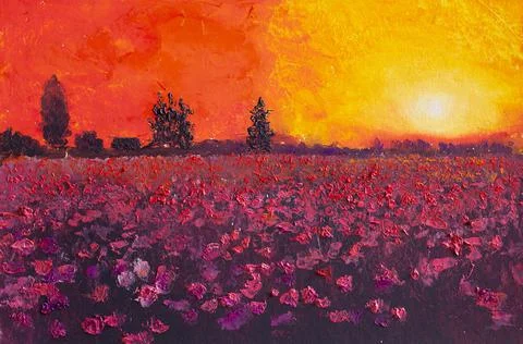 Bright tulips at sunset Stock Illustration