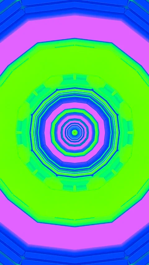 Bright tunnel visual loop with vibrant colors and shapes for screensaver or.. Stock Footage 322770163