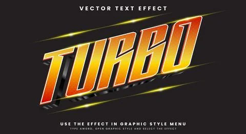 Bright Turbo editable text effect Template Stock Illustration