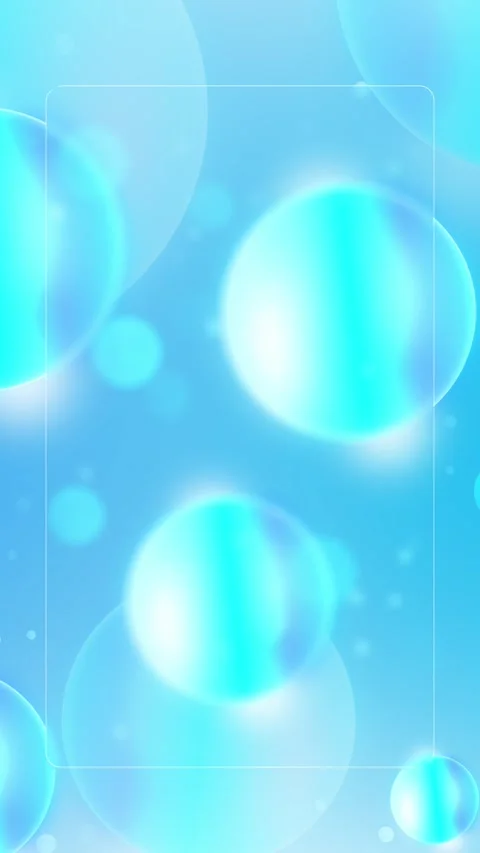 Bright turquoise bubble background transparent rounded frame, airy circles, smoo Stock Footage 340403100