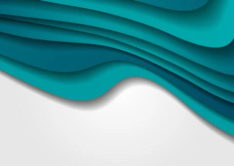 Bright turquoise curved waves minimal abstract elegant background Stock Illustration