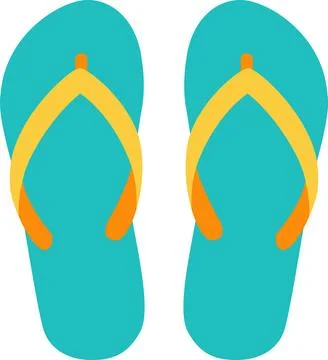 Bright Turquoise Flip Flops With Yellow Straps on a Simple Background Stock Illustration