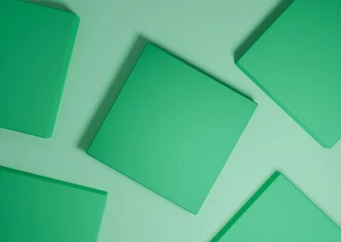 Bright turquoise green, 3D render minimal, simple top view flat lay product d Stock Illustration
