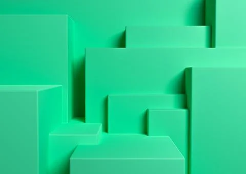 Bright turquoise green 3D rendering product display podium or stand simple, m Stock Illustration