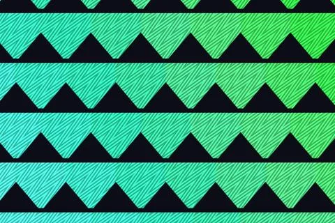 Bright turquoise triangular bands repeat across a dark background with fine Stock Illustration