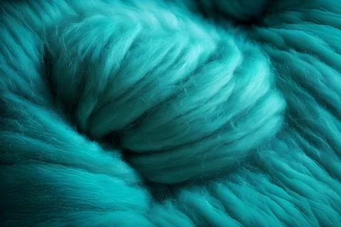 Bright turquoise woolen threads. Soft yarn macro view knitting hobby needlework Stock-Fotos
