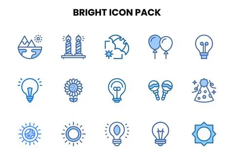 Bright Two Colour Collection Icons Pack Stock Illustration