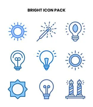 Bright Two Colour Graphics Icons Pack Stock Illustration