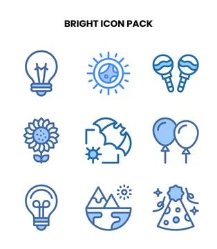 Bright Two Colour Set Icons Pack Stock Illustration