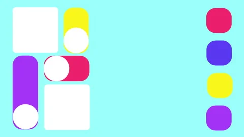 Bright UI design concept with animated toggle in yellow and purple. Abstract Stock Footage 310191050