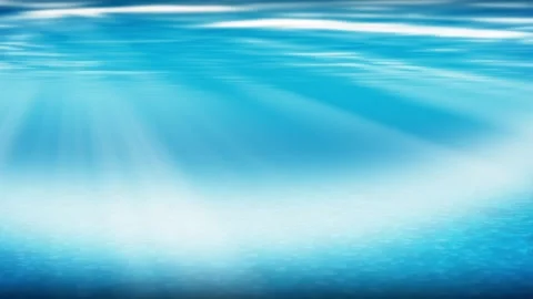 Bright underwater background cyan aqua water with sun light caustics, summer Stock Footage 333417136