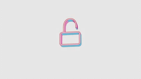 Bright unlock icon is jumping merrily. Retro style. Alpha channel black. Stock Footage 253463797