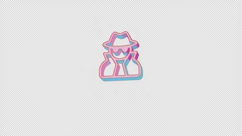 Bright user secret icon is jumping merrily. Retro style. Alpha channel black. Stock Footage 253464576