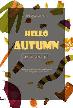 Bright vector autumn sales banner. Advertising, shopping discount promotion Stock Illustration