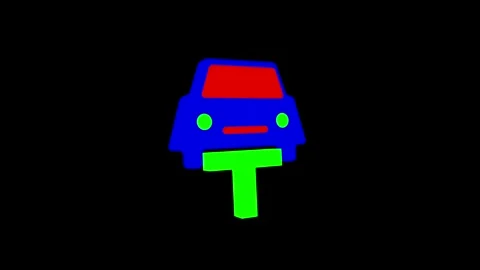 Bright Vector Car Silhouette on Black Background with Colorful Design Element Stock Footage 341921481