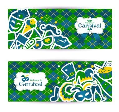 Bright vector carnival banners Stock Illustration