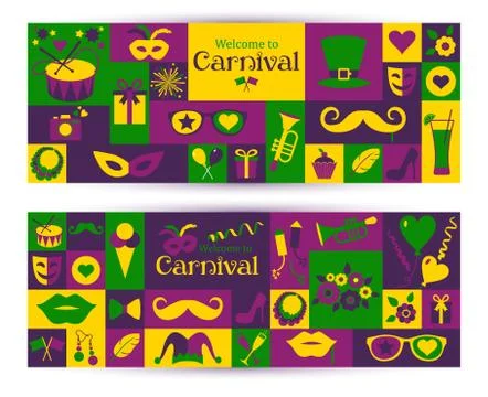 Bright vector carnival banners Stock Illustration
