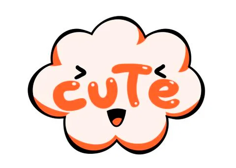 Bright vector CUTE speech bubble. Colorful emotional icon isolated on white  Stock Illustration