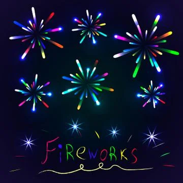 Bright vector fireworks Stock Illustration