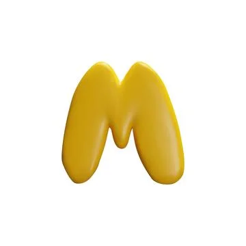 A bright vector flat 3d letter "M" made of yellow plasticine on a white Illustrazione stock