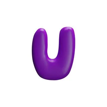 A bright vector flat 3d letter "U" made of purple plasticine on a white Stock Illustration