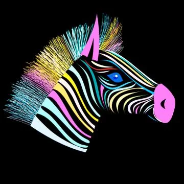 Bright vector head of a zebra Illustrazione stock