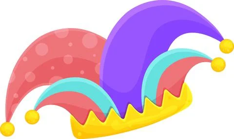 Bright vector illustration of a buffoons hat, fools day, clown hat Stock Illustration