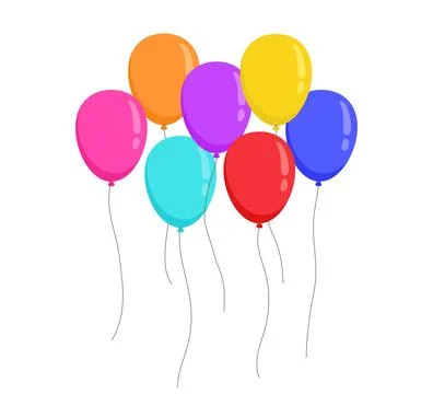 Bright vector illustration of a colorful bunch of shiny helium balloons. Perf Stock Illustration