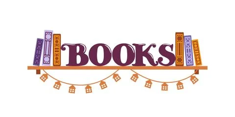 This bright vector illustration features a whimsical shelf decorated with Illustrazione stock