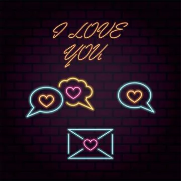 Bright vector illustration of message, sms, chat, letter with heart. I love y Stock Illustration
