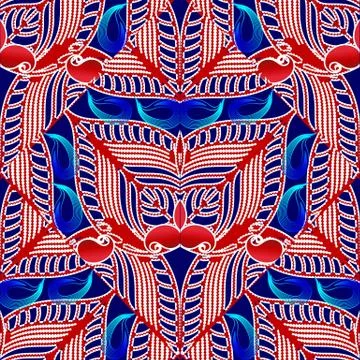 Bright vector paisley seamless pattern. Floral ethnic background. Striped orn イラスト素材