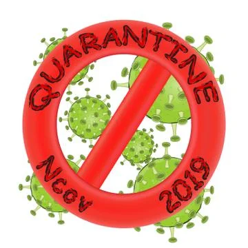 Bright vector red stop sign with the inscription quarantine nkov 2019 closing Stock Illustration