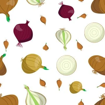 Bright vector seamless bow pattern . Fresh cartoon vegetable. Stock Illustration