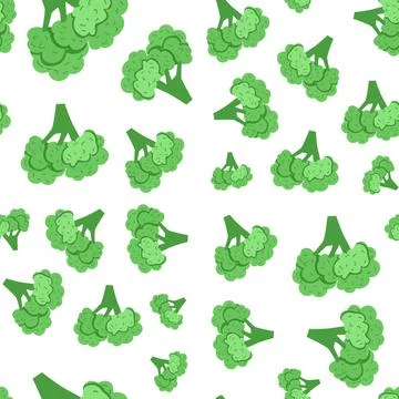 Bright vector seamless broccoli pattern . Fresh cartoon vegetable. Stock Illustration