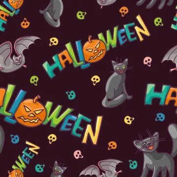 Bright vector seamless pattern to all saints day. Children celebration Halloween Stock Illustration