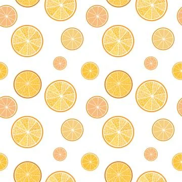Bright vector seamless pattern of juicy oranges Stock Illustration