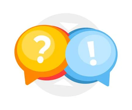 Bright vector speech bubbles with question and exclamation marks, representing a Illustrazione stock