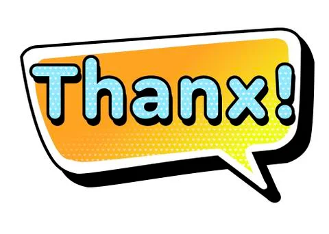 Bright vector Thanx speech bubble. Colorful emotional icon isolated  Illustrazione stock